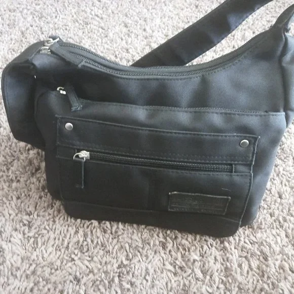 ★OVHEE★ Low Shoulder Bag Black P00000RS Unisex Vintage Canvas Crossbody Bag, Convertible Shoulder